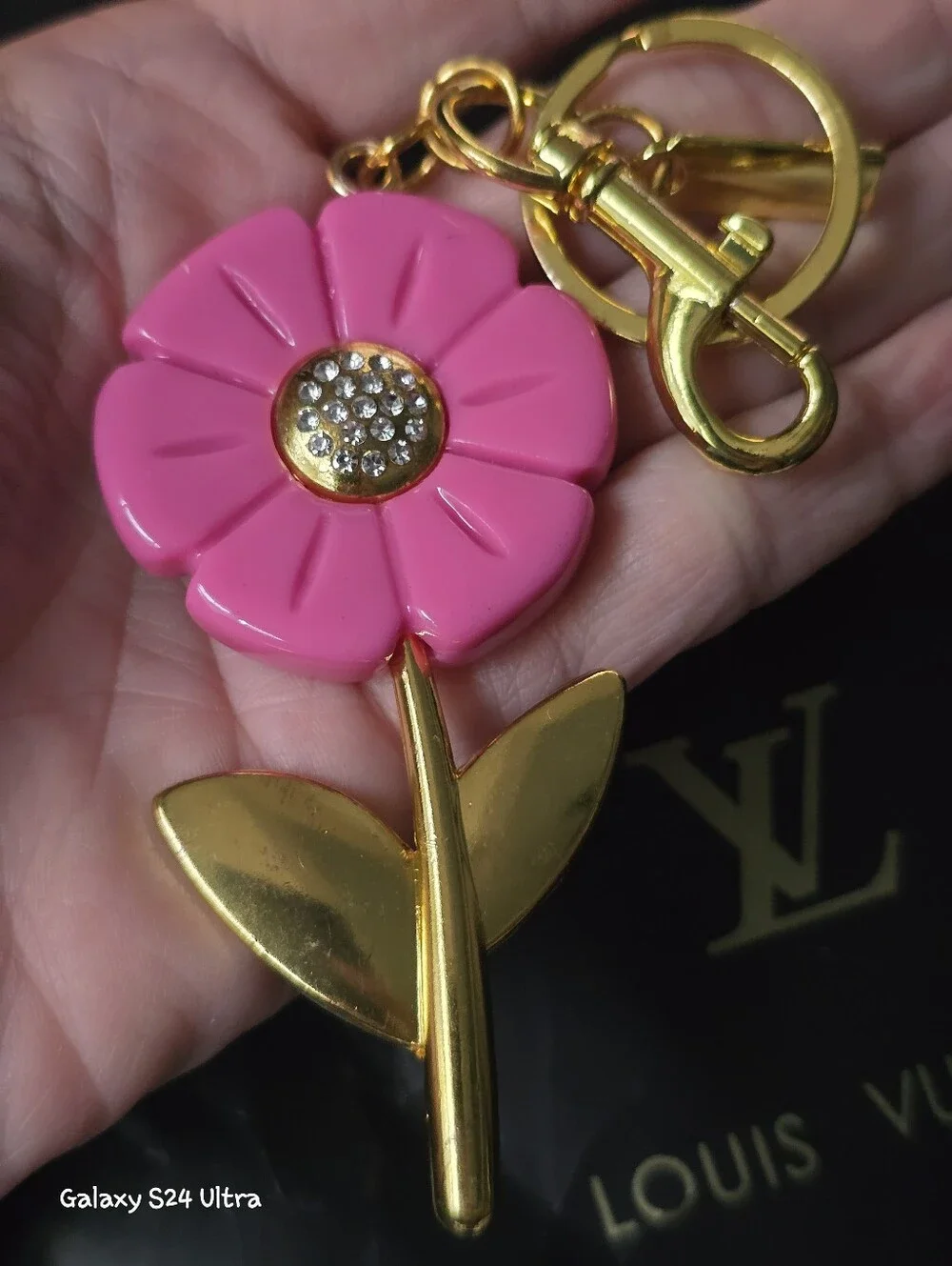 Pink Flower Bag Charm/ Keychain NEW